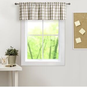 Linen White Buffalo Plaid Valance Linen Sheer Cafe Curtain Buffalo Check 15x55